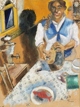 パンを切るマニア 現代マルク・シャガール Oil Paintings